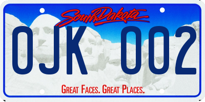 SD license plate 0JKO02