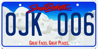 SD license plate 0JKO06