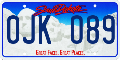 SD license plate 0JKO89