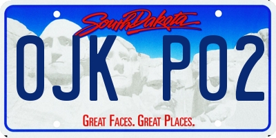 SD license plate 0JKP02