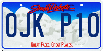 SD license plate 0JKP10