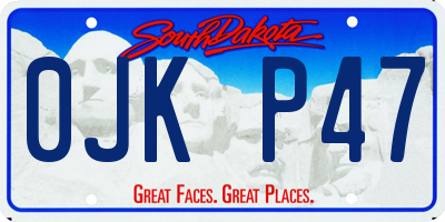 SD license plate 0JKP47