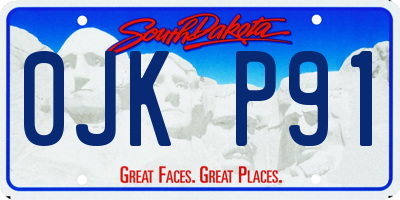 SD license plate 0JKP91