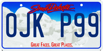 SD license plate 0JKP99