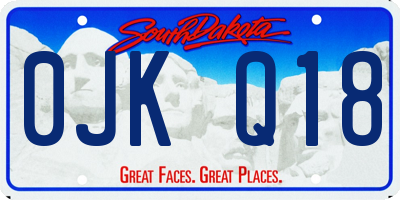SD license plate 0JKQ18