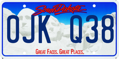 SD license plate 0JKQ38