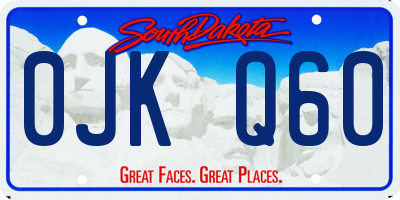 SD license plate 0JKQ60
