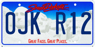 SD license plate 0JKR12