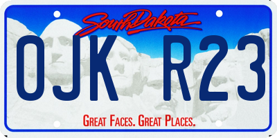 SD license plate 0JKR23