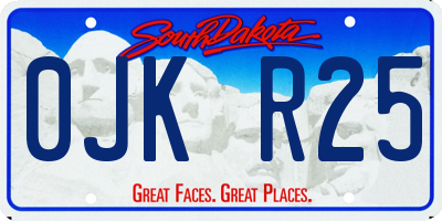 SD license plate 0JKR25