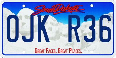 SD license plate 0JKR36