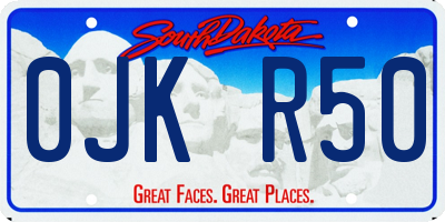 SD license plate 0JKR50