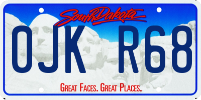 SD license plate 0JKR68