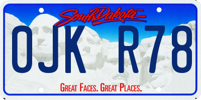 SD license plate 0JKR78