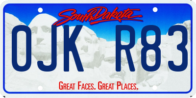 SD license plate 0JKR83