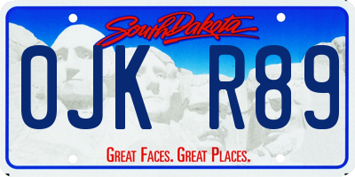 SD license plate 0JKR89