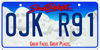 SD license plate 0JKR91