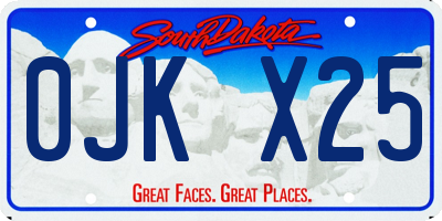 SD license plate 0JKX25