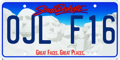 SD license plate 0JLF16