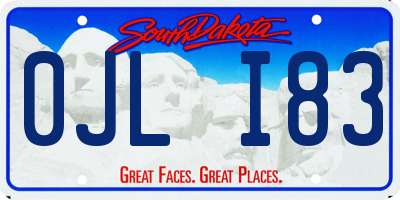 SD license plate 0JLI83