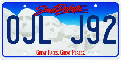 SD license plate 0JLJ92