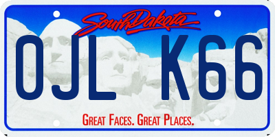 SD license plate 0JLK66