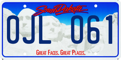 SD license plate 0JLO61