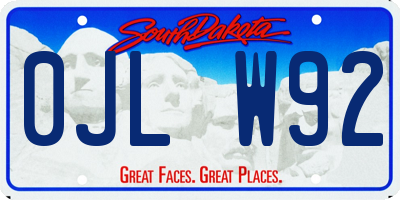 SD license plate 0JLW92