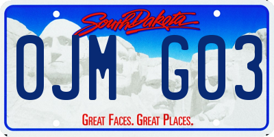 SD license plate 0JMG03
