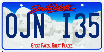 SD license plate 0JNI35