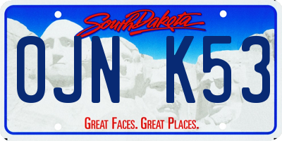 SD license plate 0JNK53
