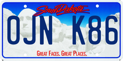 SD license plate 0JNK86