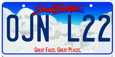 SD license plate 0JNL22