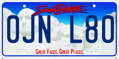 SD license plate 0JNL80