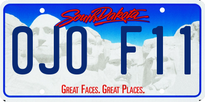 SD license plate 0JOF11