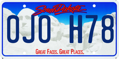 SD license plate 0JOH78