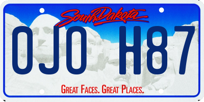 SD license plate 0JOH87