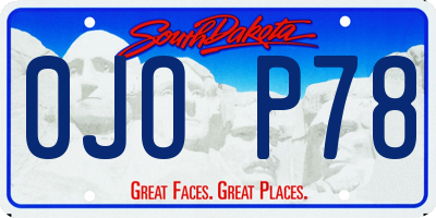 SD license plate 0JOP78