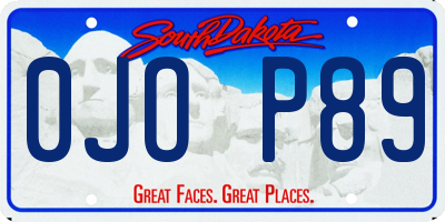 SD license plate 0JOP89