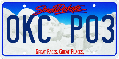 SD license plate 0KCP03