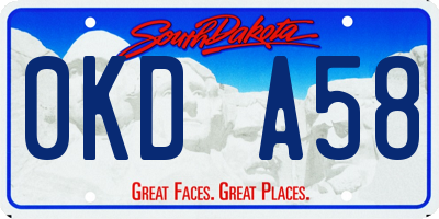 SD license plate 0KDA58