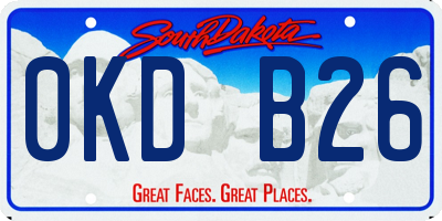 SD license plate 0KDB26