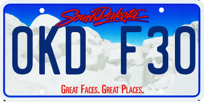 SD license plate 0KDF30