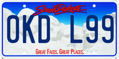 SD license plate 0KDL99