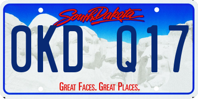 SD license plate 0KDQ17