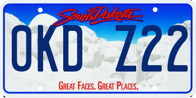 SD license plate 0KDZ22