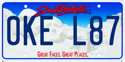 SD license plate 0KEL87