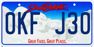 SD license plate 0KFJ30