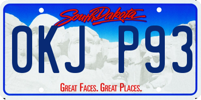 SD license plate 0KJP93