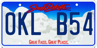 SD license plate 0KLB54